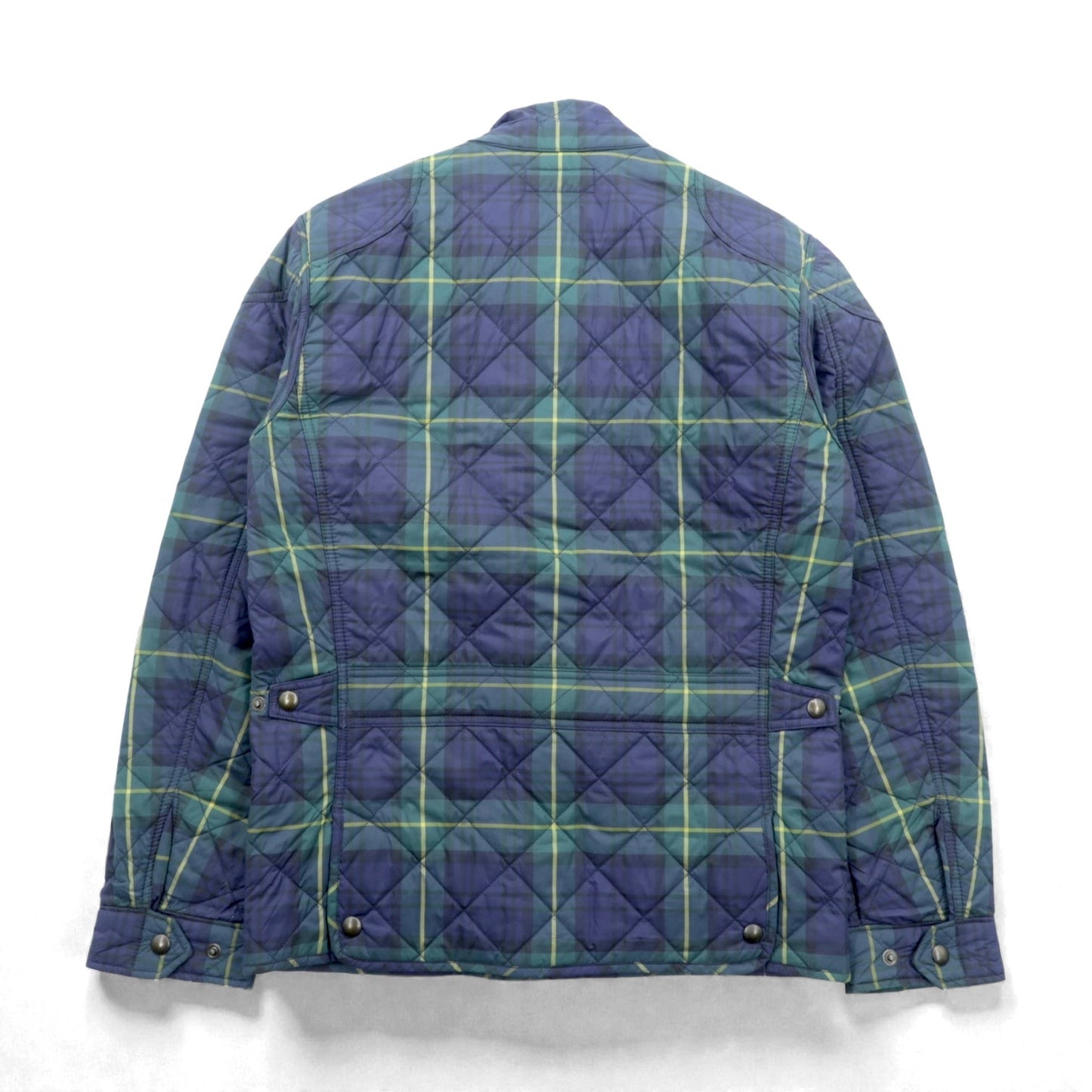 Polo Ralph Lauren ブラックウォッチ キルティングジャケット M グリーン チェック 襟コーデュロイ チンストラップ