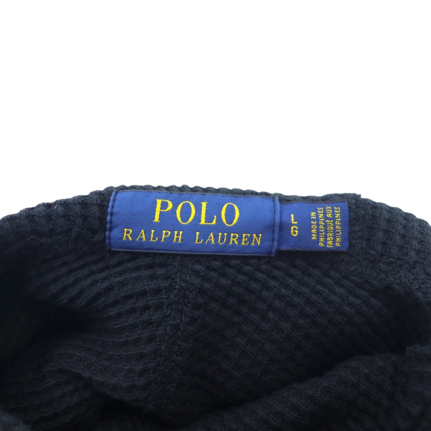 POLO RALPH LAUREN サーマル プルオーバー パーカー L ブラック コットン スモールポニー 刺繍