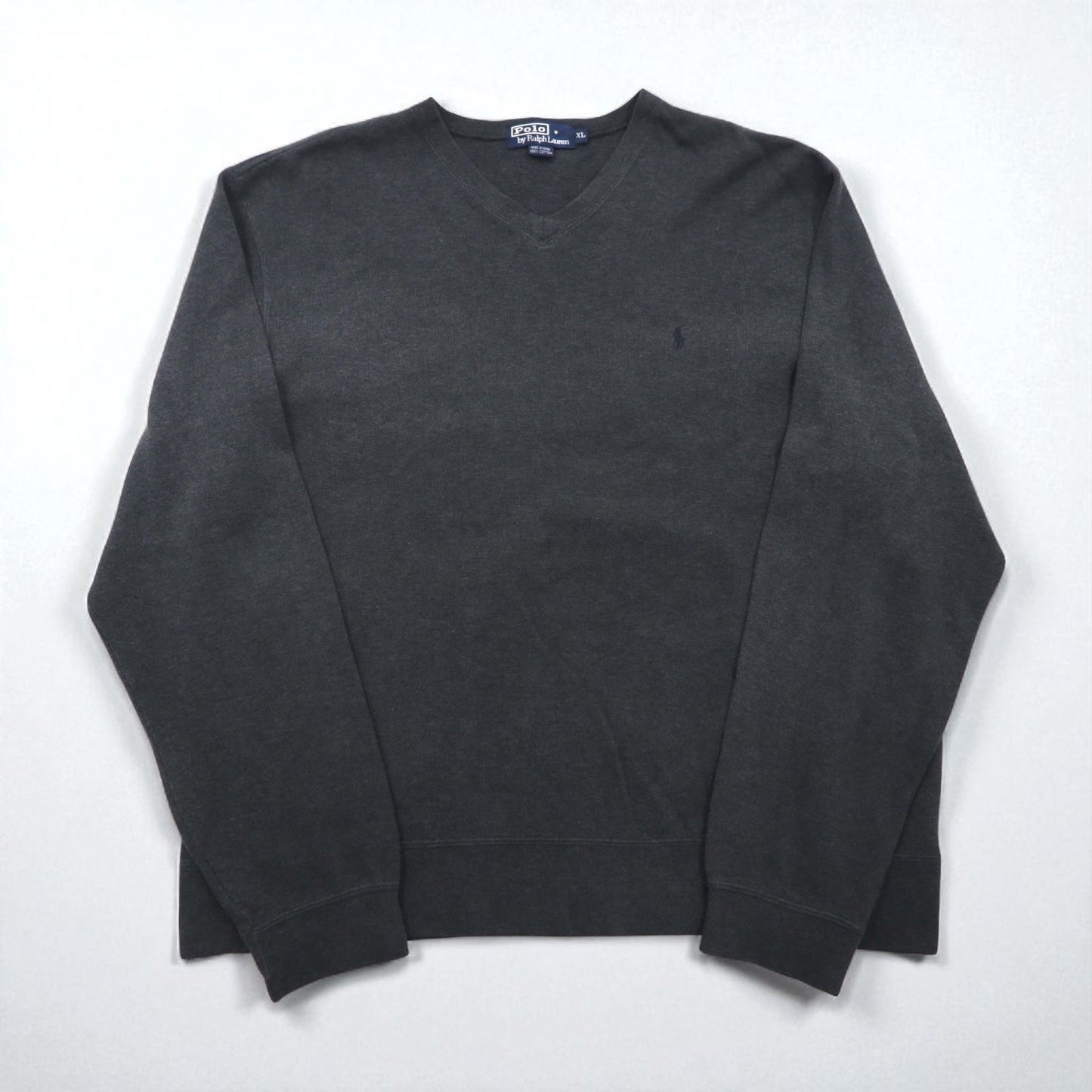 Polo Ralph Lauren 90年代 Vネック スウェット トレーナー XL グレー コットン