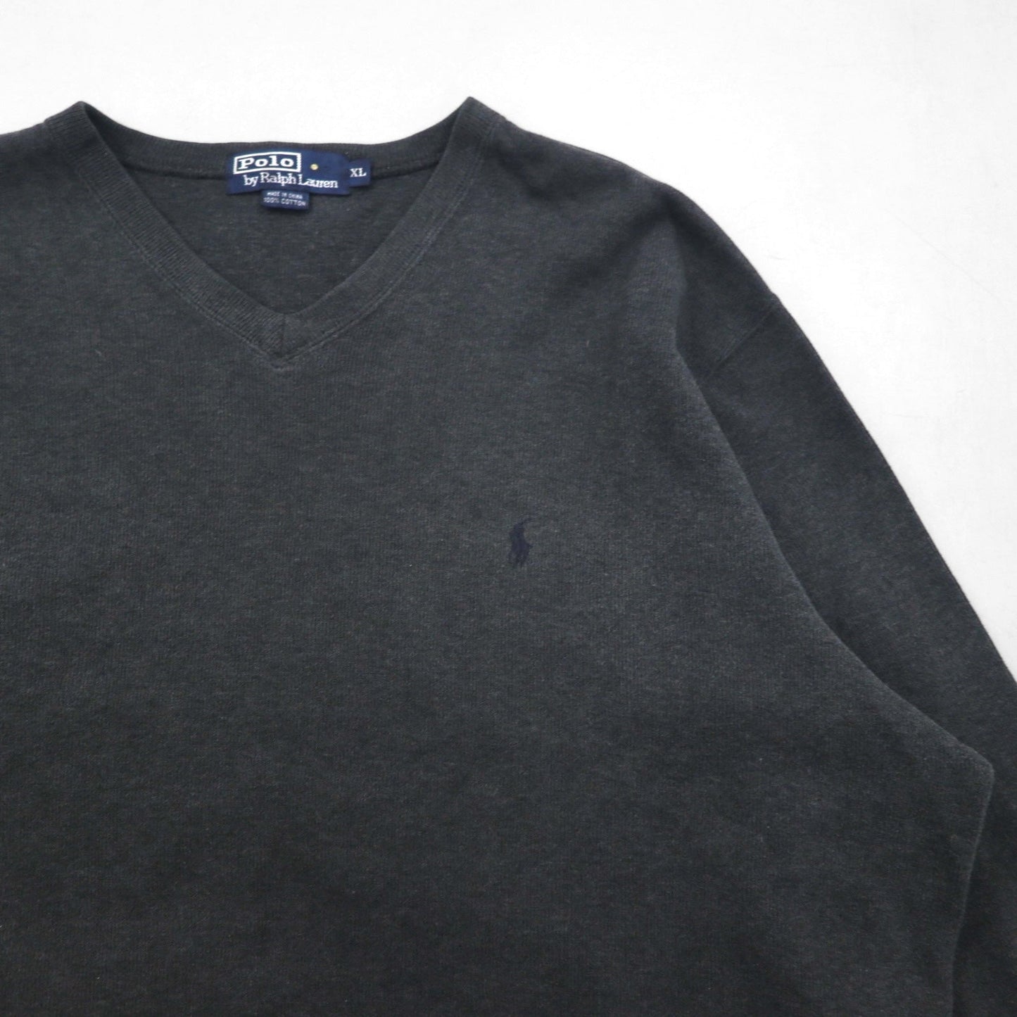 Polo Ralph Lauren 90年代 Vネック スウェット トレーナー XL グレー コットン
