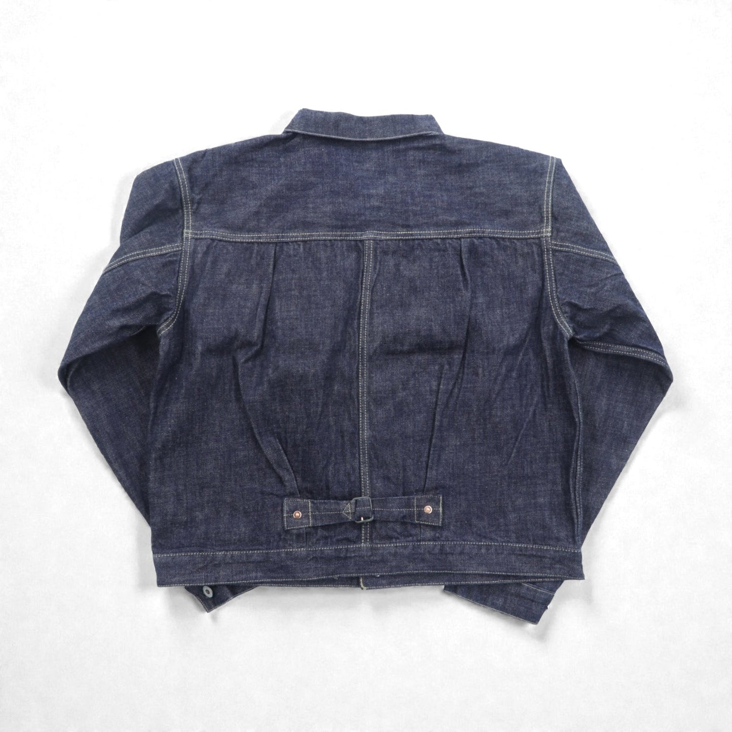 VINTAGE レプリカ 1st タイプ 大戦モデル デニムジャケット Gジャン XL インディゴ 13.5OZ セルヴィッチ 赤耳 シンチバック プリーツ 月桂樹ボタン 復刻 未使用品