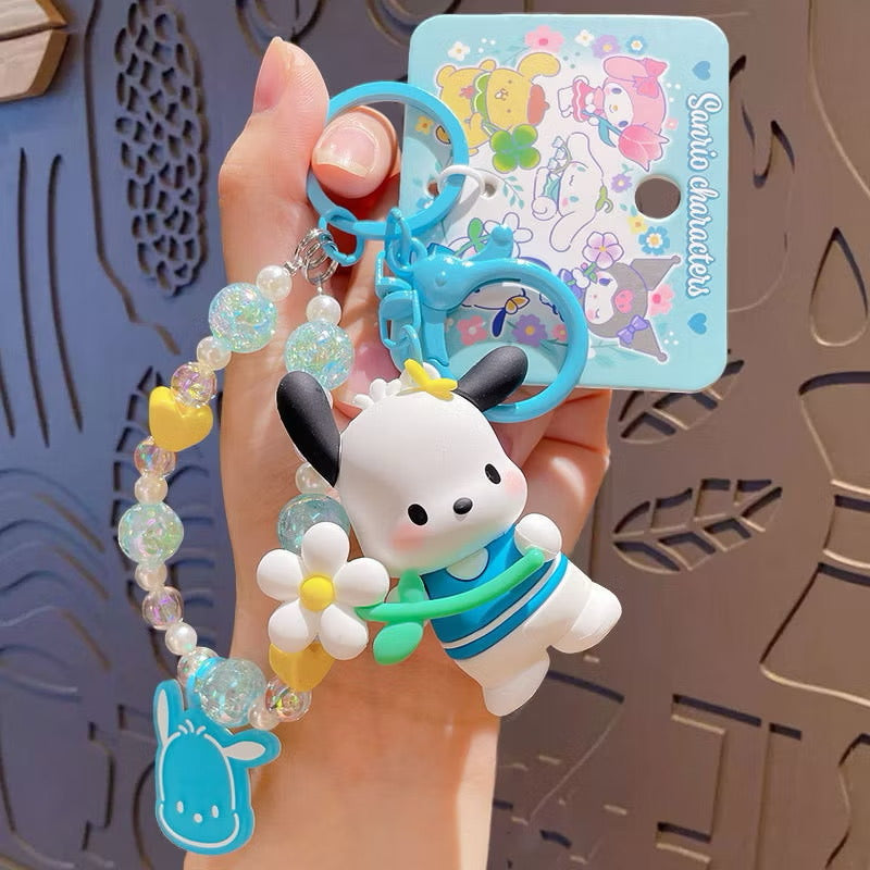 Sanrio Beads Flower and Leaf Keyring / サンリオビーズフラワー＆リーフキーリング