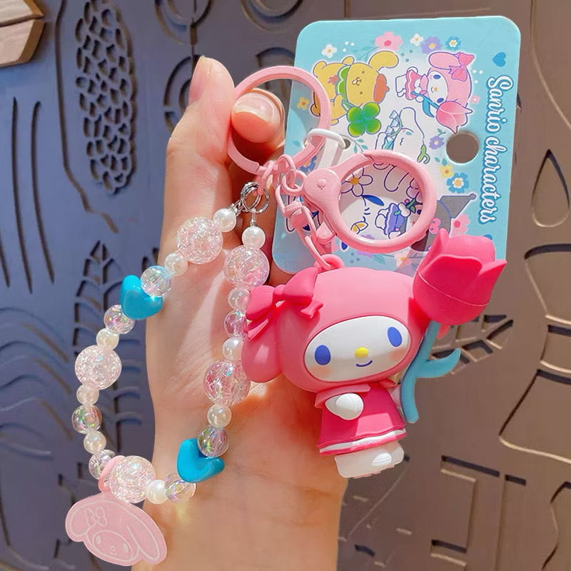 Sanrio Beads Flower and Leaf Keyring / サンリオビーズフラワー＆リーフキーリング