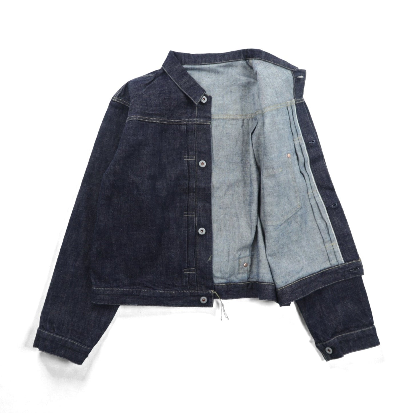 VINTAGE レプリカ 1st タイプ 大戦モデル デニムジャケット Gジャン XL インディゴ 13.5OZ セルヴィッチ 赤耳 シンチバック プリーツ 月桂樹ボタン 復刻 未使用品