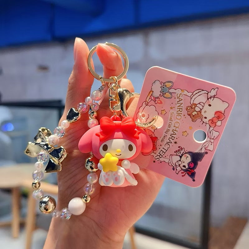 Sanrio Beads and Gold Ribbon Keyrings / サンリオビーズ＆ゴールドリボンキーリング