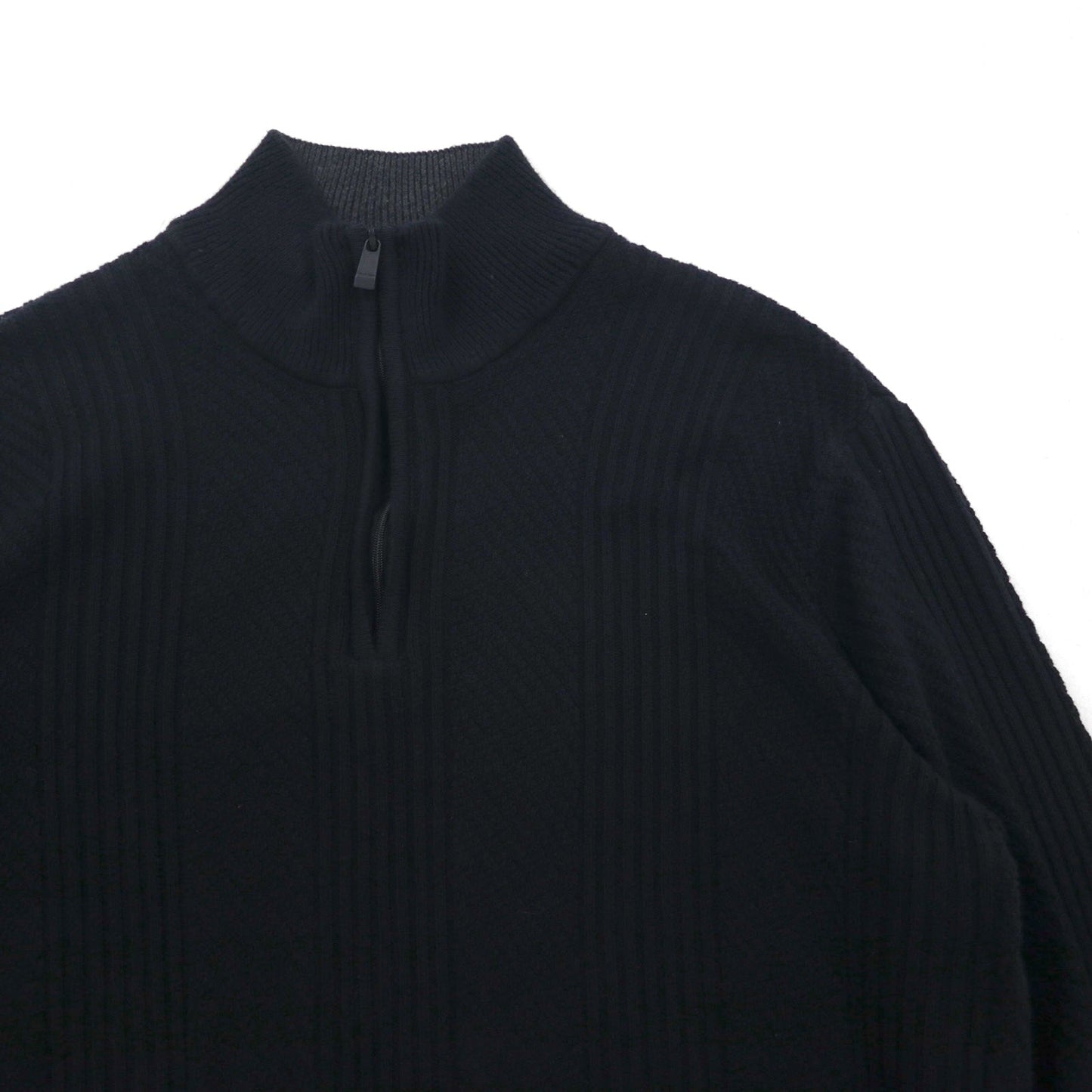 Calvin Klein ハーフジップ ジャガード ニット セーター L ブラック コットン
