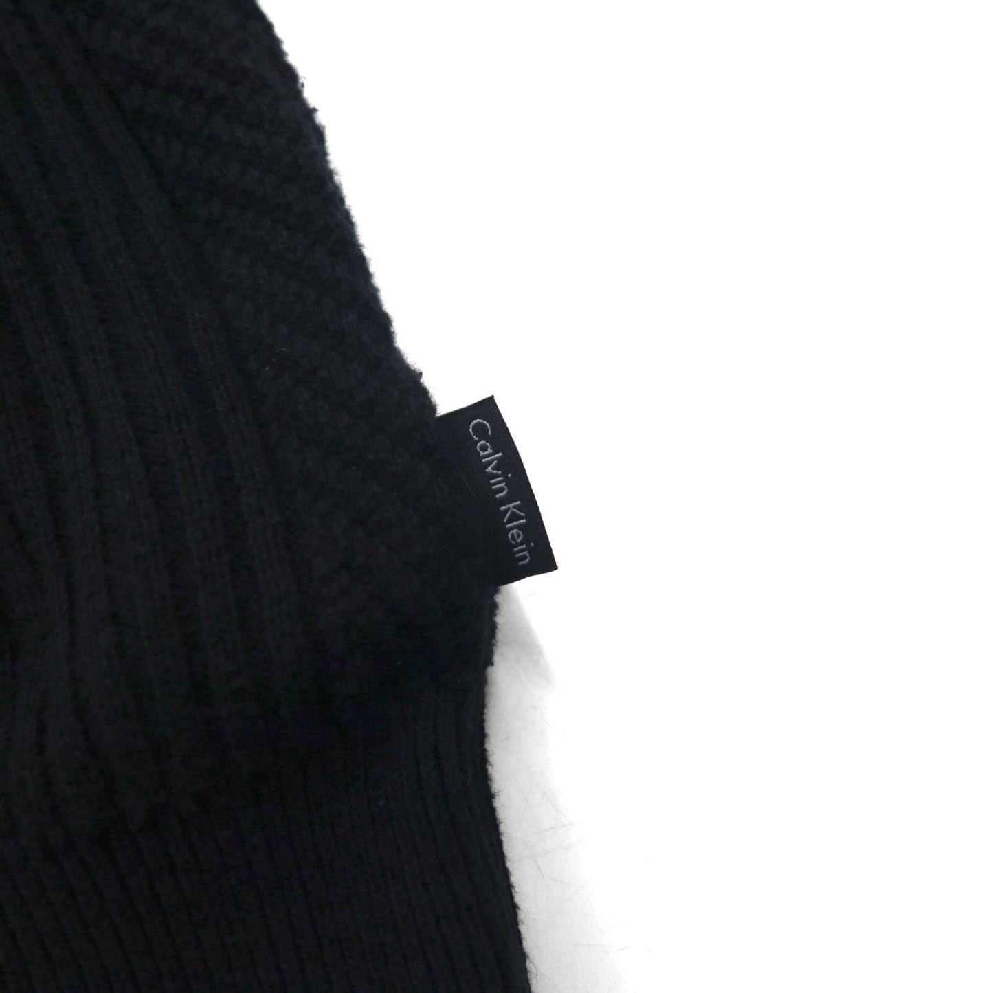 Calvin Klein ハーフジップ ジャガード ニット セーター L ブラック コットン