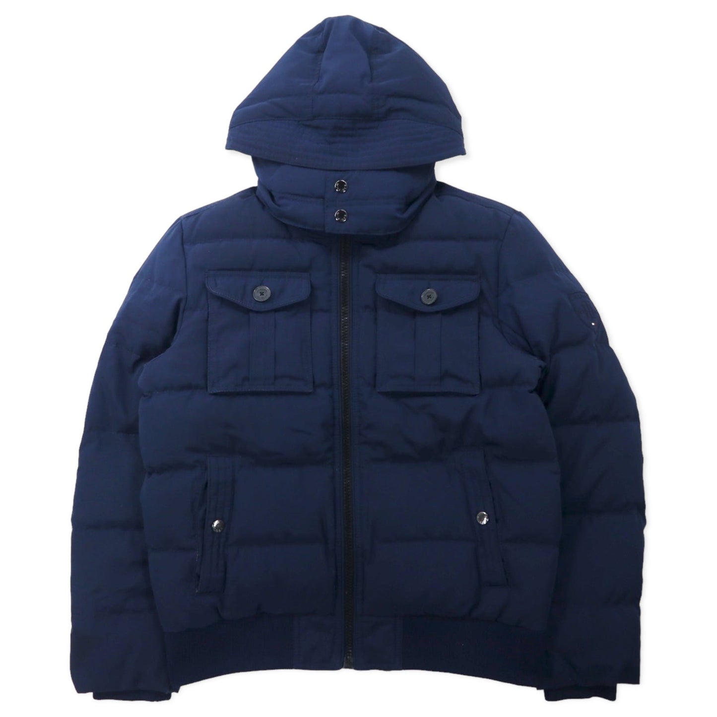 TOMMY HILFIGER Down Jacket, Medium, Navy, Polyester, Detachable Hood