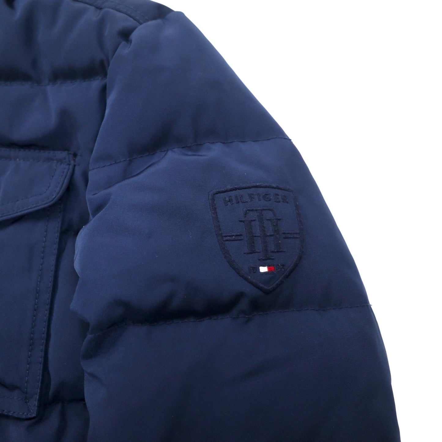 TOMMY HILFIGER Down Jacket, Medium, Navy, Polyester, Detachable Hood