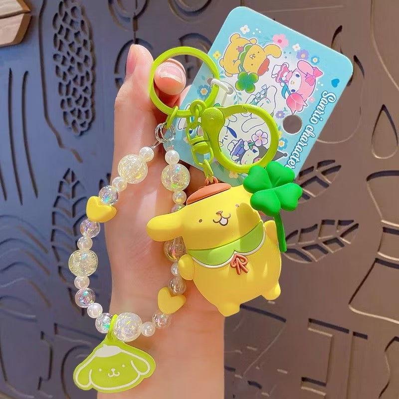 Sanrio Beads Flower and Leaf Keyring / サンリオビーズフラワー＆リーフキーリング