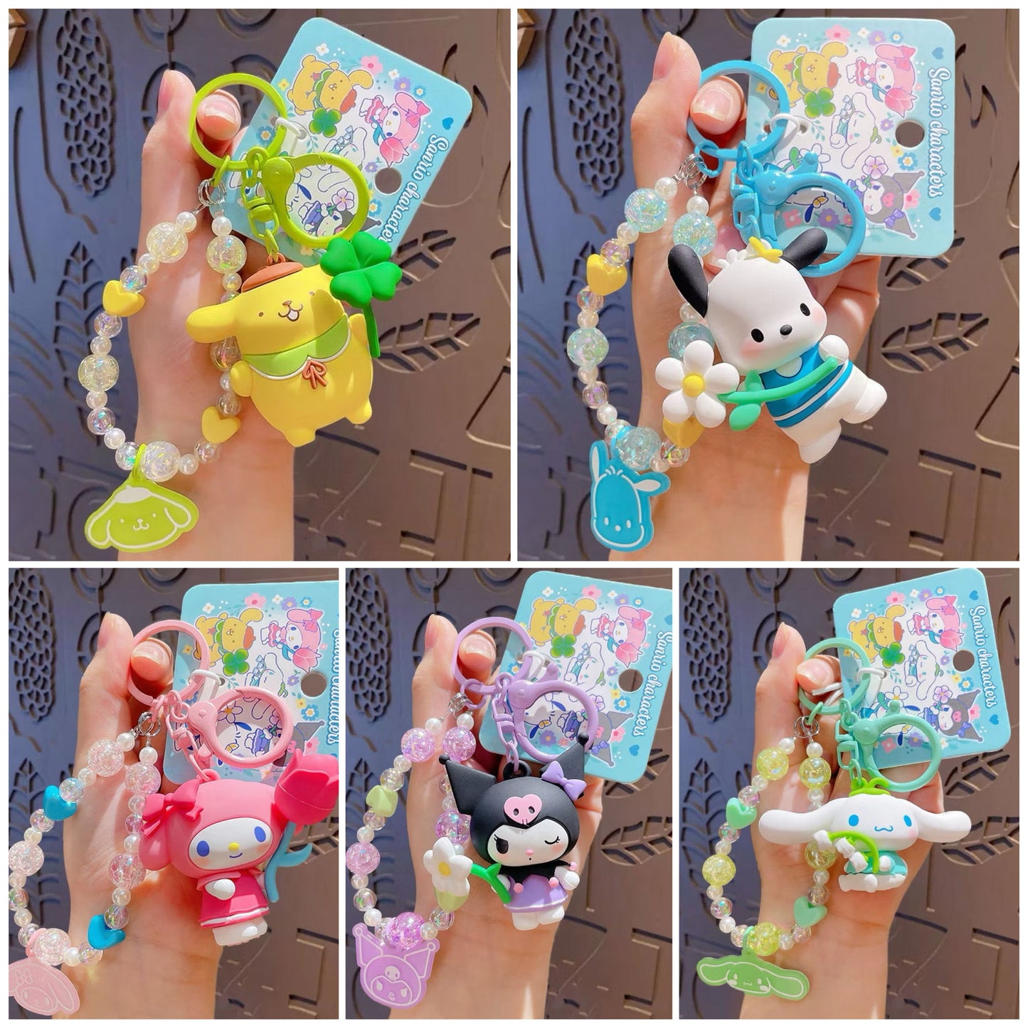Sanrio Beads Flower and Leaf Keyring / サンリオビーズフラワー＆リーフキーリング