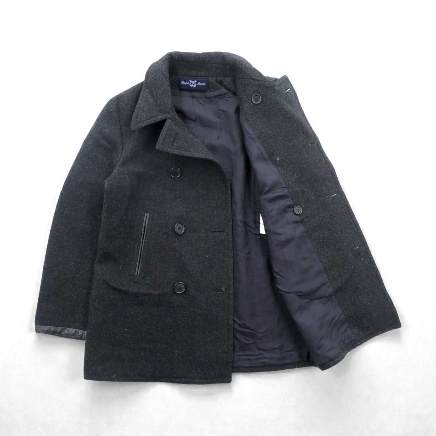 POLO SPORT RALPH LAUREN 90年代 ダブルブレスト ピーコート M グレー メルトン チンストラップ 日本製
