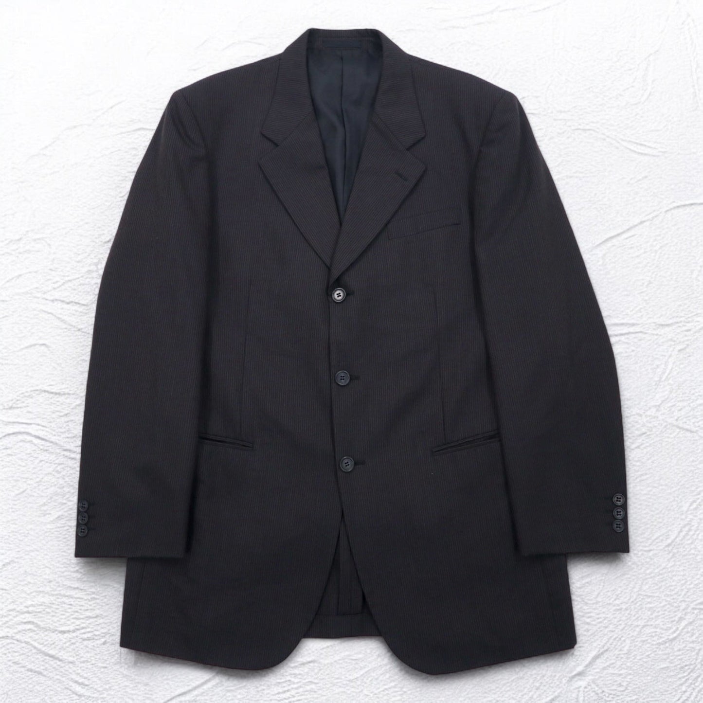 STUDIO by D'URBAN 80s 3B Suit Set, Size XL, Gray Striped Wool, Made in Japan