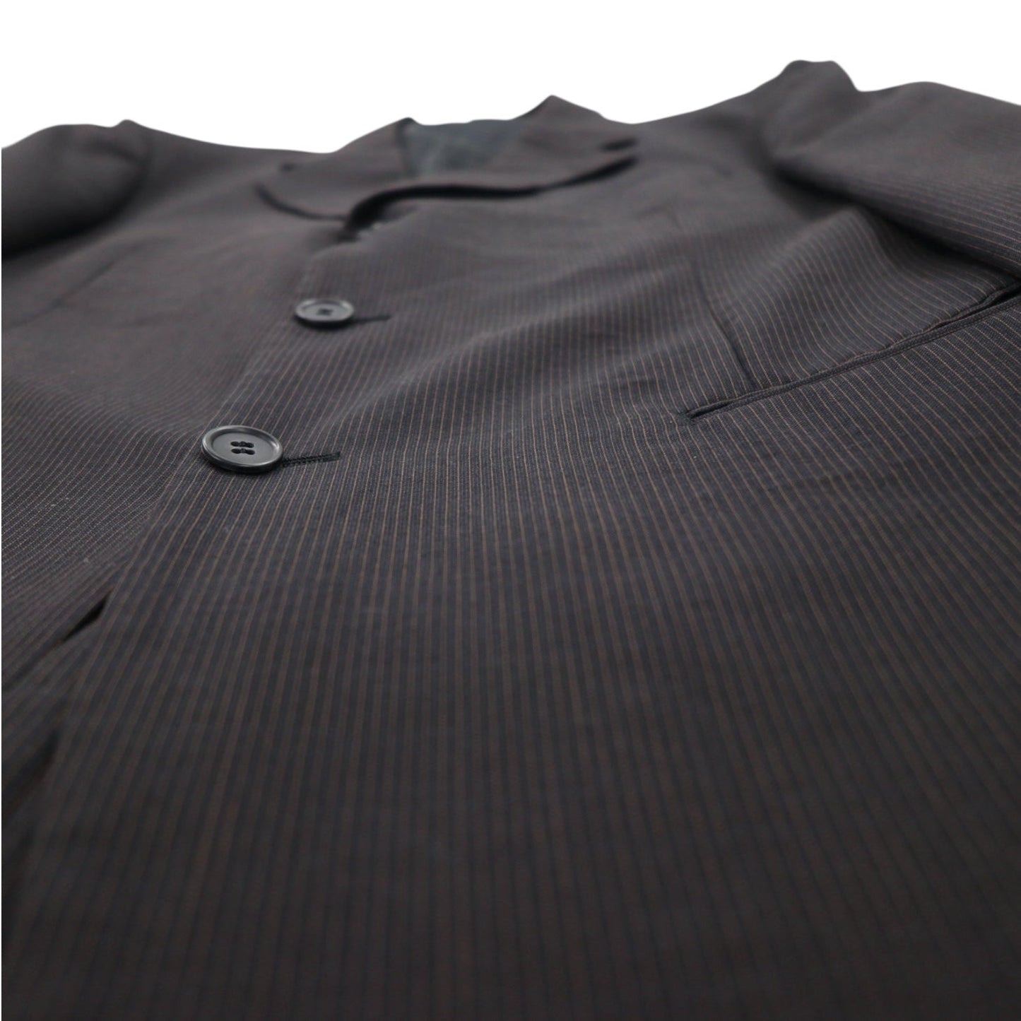 STUDIO by D'URBAN 80s 3B Suit Set, Size XL, Gray Striped Wool, Made in Japan
