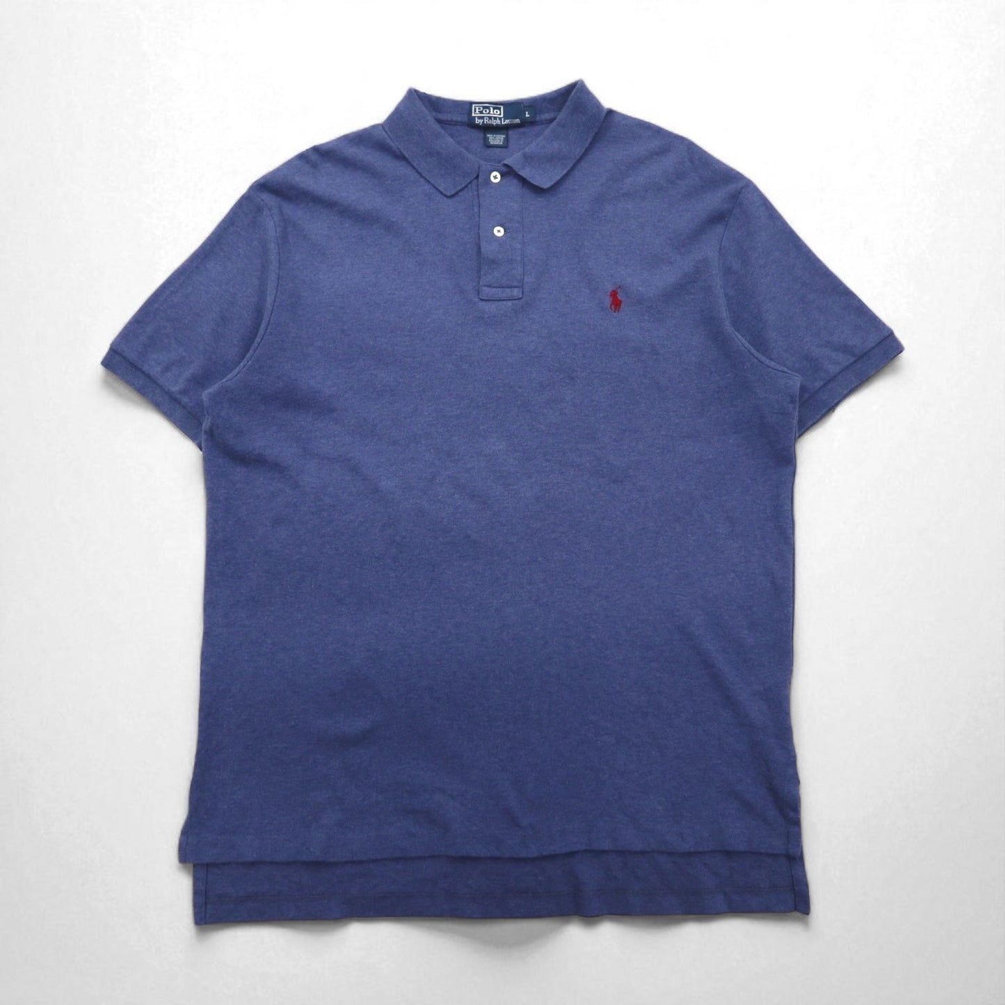 Polo by Ralph Lauren 90s Polo Shirt, Size L, Navy Cotton with Small Pony Embroidery