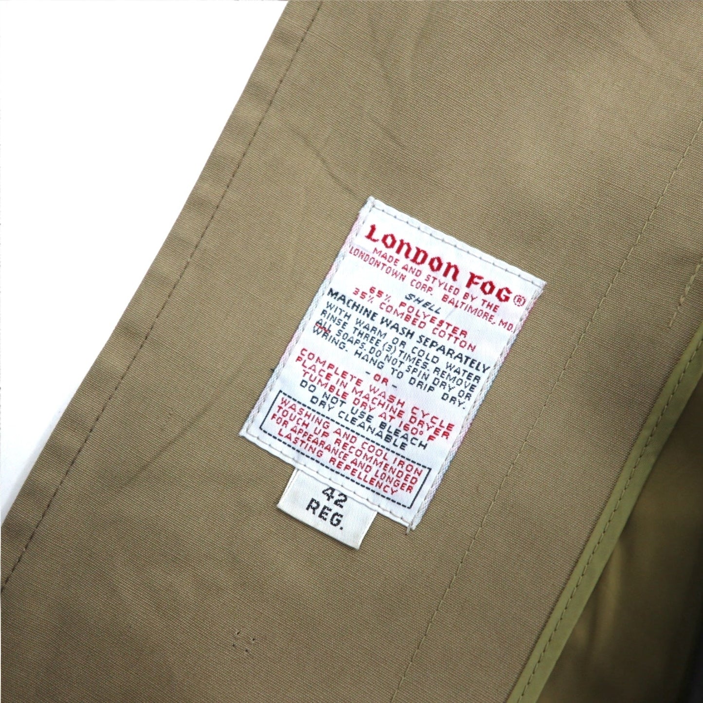 LONDON FOG ステンカラー トレンチコート XL ベージュ 比翼 エポレット ファーライナー着脱式 ベルト付き