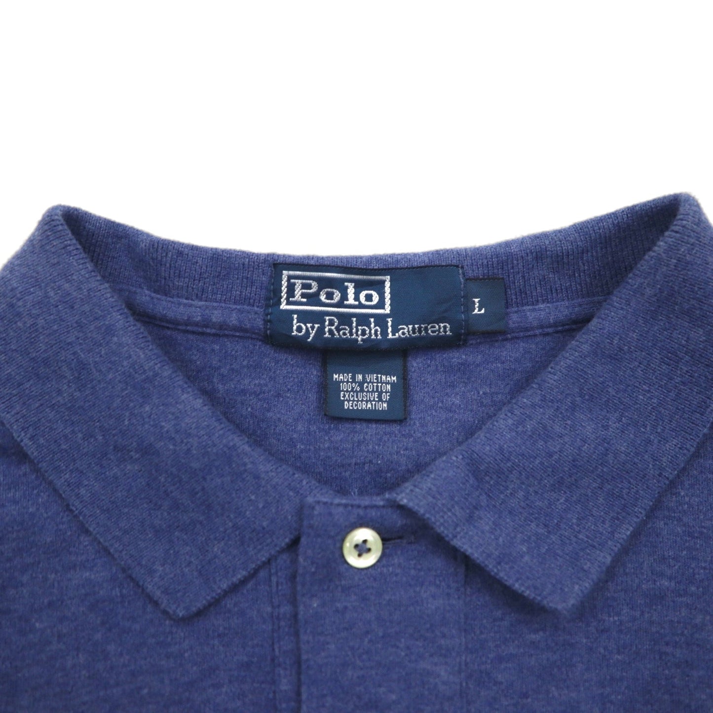 Polo by Ralph Lauren 90s Polo Shirt, Size L, Navy Cotton with Small Pony Embroidery