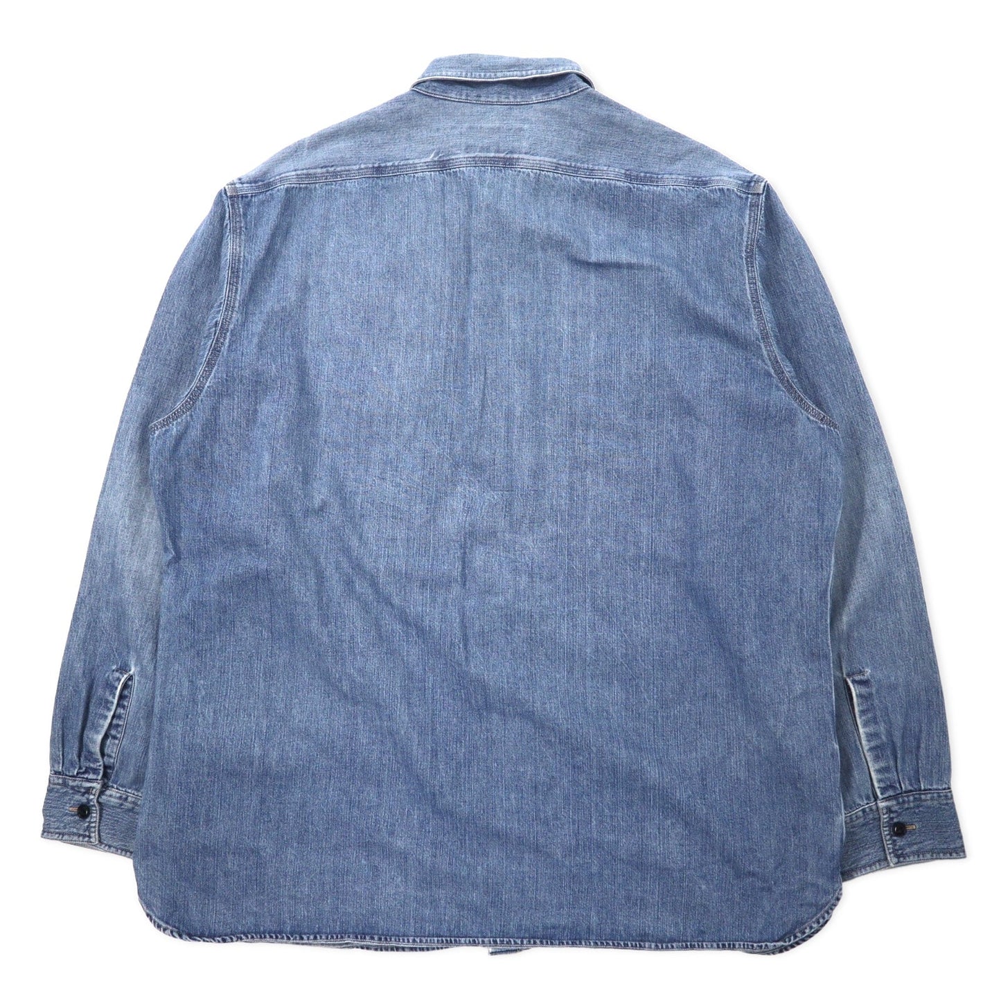 POLO JEANS CO. RALPH LAUREN 90年代 デニム ワークシャツ L ブルー コットン 猫目ボタン ビッグサイズ