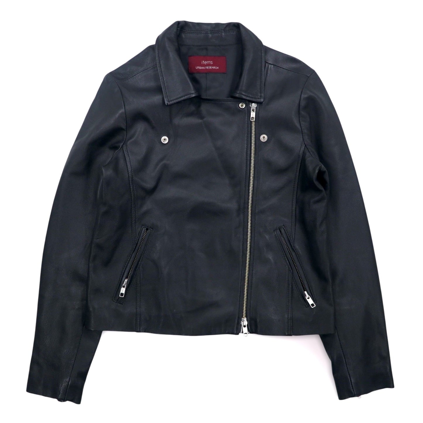 items URBAN RESEARCH ラムレザー ダブル ライダースジャケット S ブラック 羊革 ダブルジップ WH73-27M001