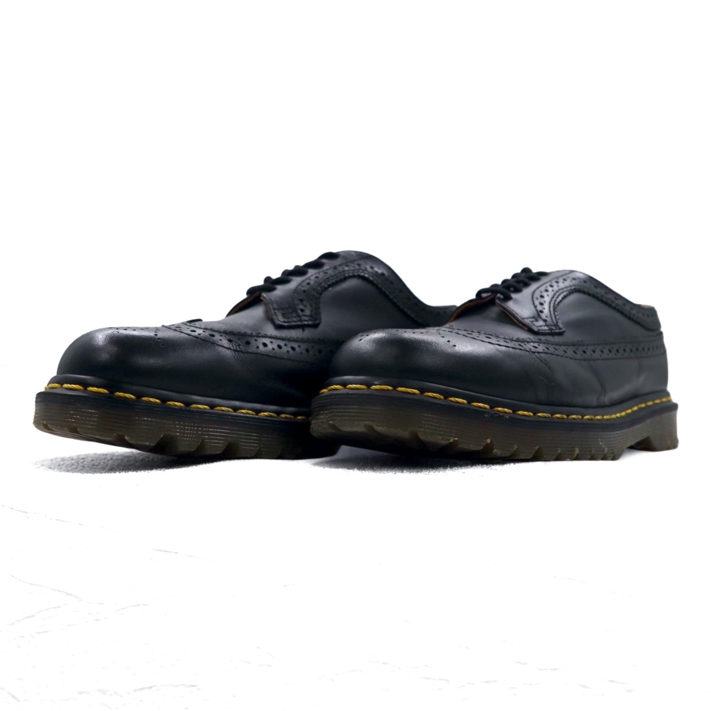 Dr. Martens Yellow Stitch Brogue Shoes, Size 26cm, Black Leather, Wingtip, 3989
