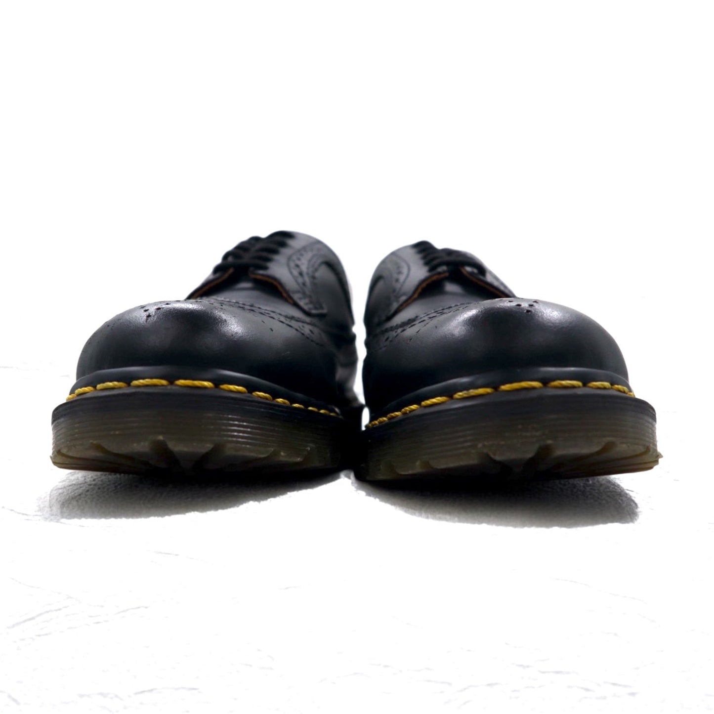 Dr. Martens Yellow Stitch Brogue Shoes, Size 26cm, Black Leather, Wingtip, 3989