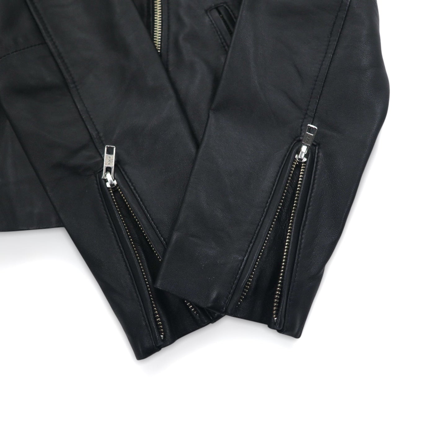 items URBAN RESEARCH ラムレザー ダブル ライダースジャケット S ブラック 羊革 ダブルジップ WH73-27M001