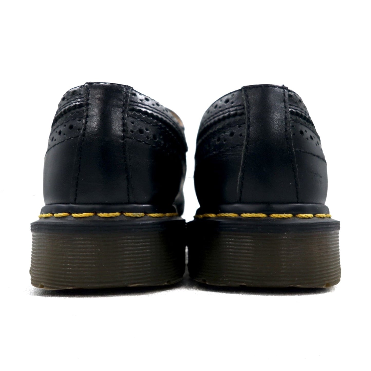 Dr. Martens Yellow Stitch Brogue Shoes, Size 26cm, Black Leather, Wingtip, 3989