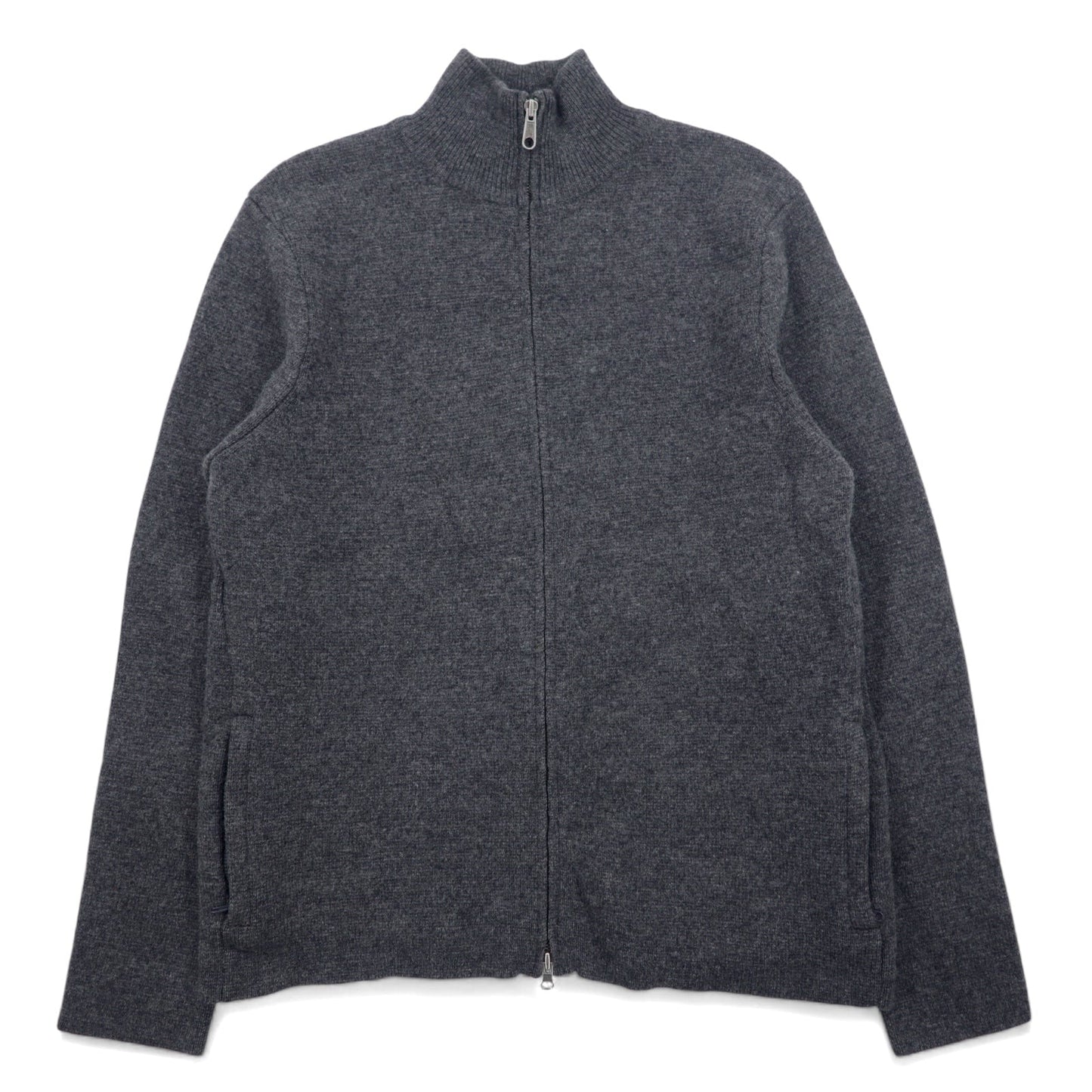J.CREW Driver's Knit Full-Zip Jacket, Size L, Gray, Wool, Double Zip