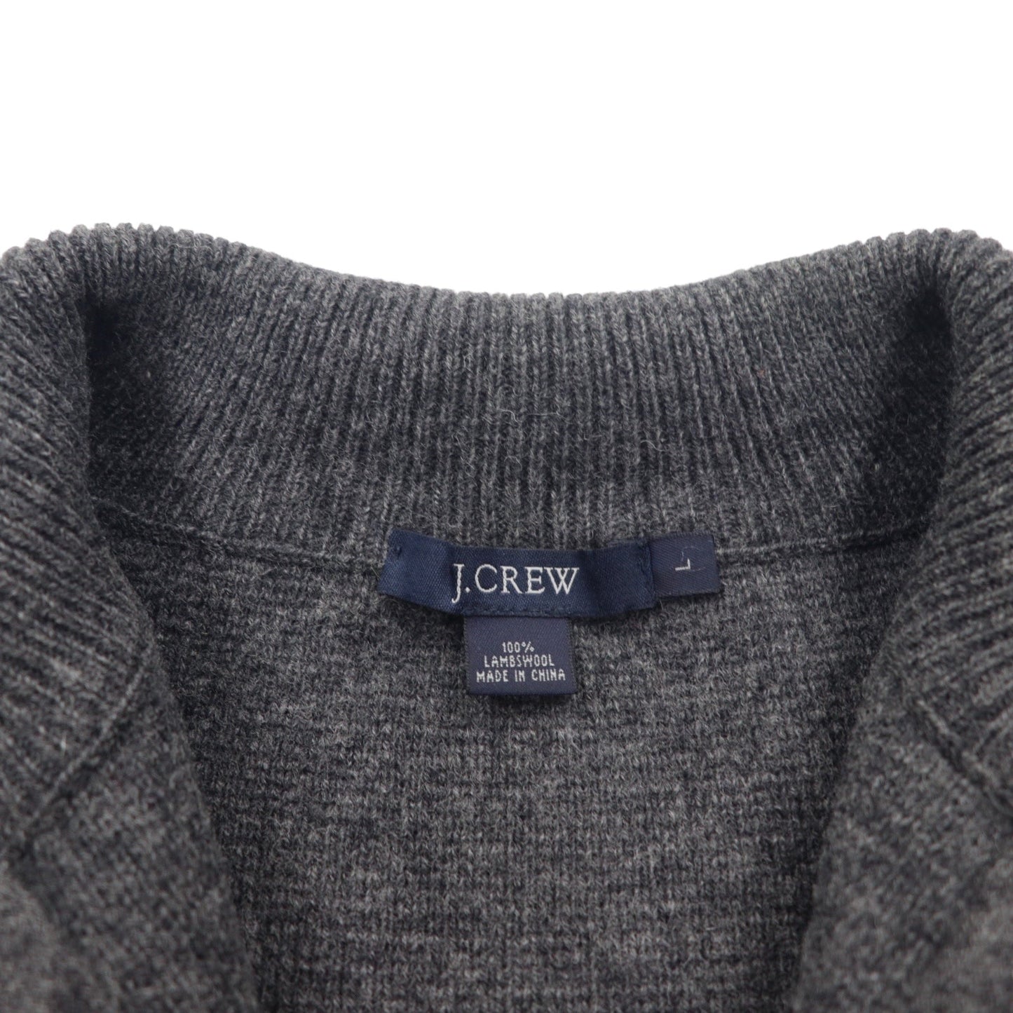 J.CREW Driver's Knit Full-Zip Jacket, Size L, Gray, Wool, Double Zip