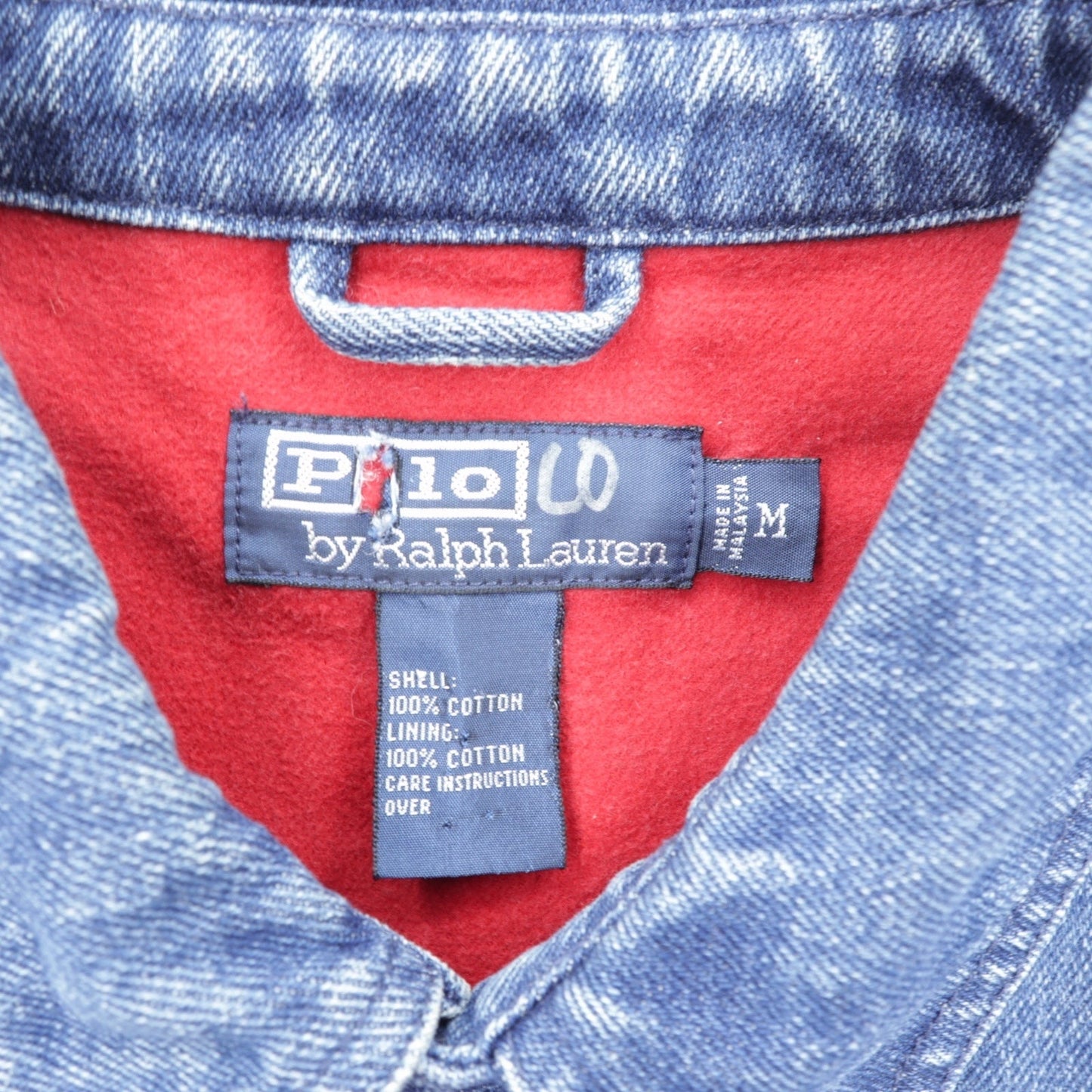 Polo Ralph Lauren 90年代 デニム スウィングトップ ハリントンジャケット M インディゴ フランネルライニング スモールポニー刺繍 チンストラップ