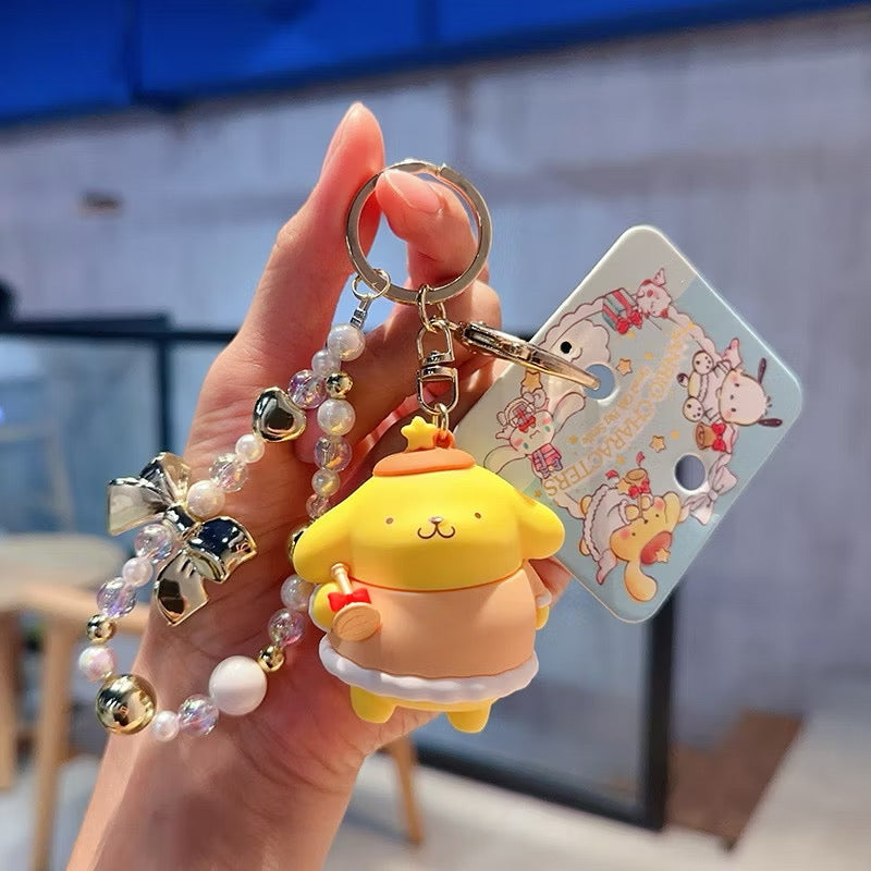 Sanrio Beads and Gold Ribbon Keyrings / サンリオビーズ＆ゴールドリボンキーリング