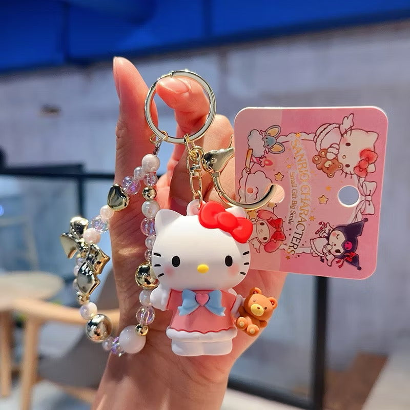 Sanrio Beads and Gold Ribbon Keyrings / サンリオビーズ＆ゴールドリボンキーリング
