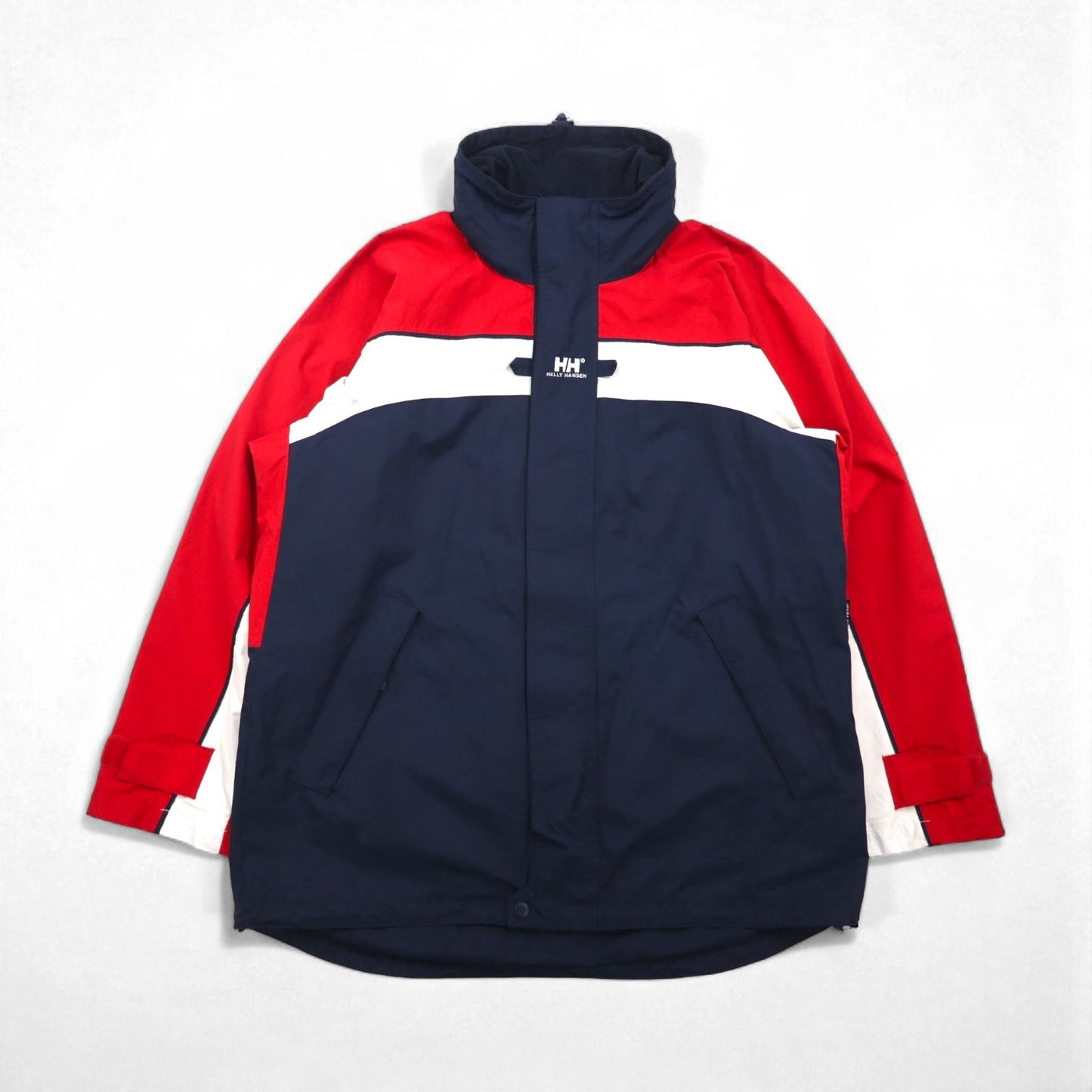 HELLY HANSEN セーリングジャケット ナイロンジャケット M ネイビー 防水 HELLY TECH ドローコード フード収納 25145Y トリコロール