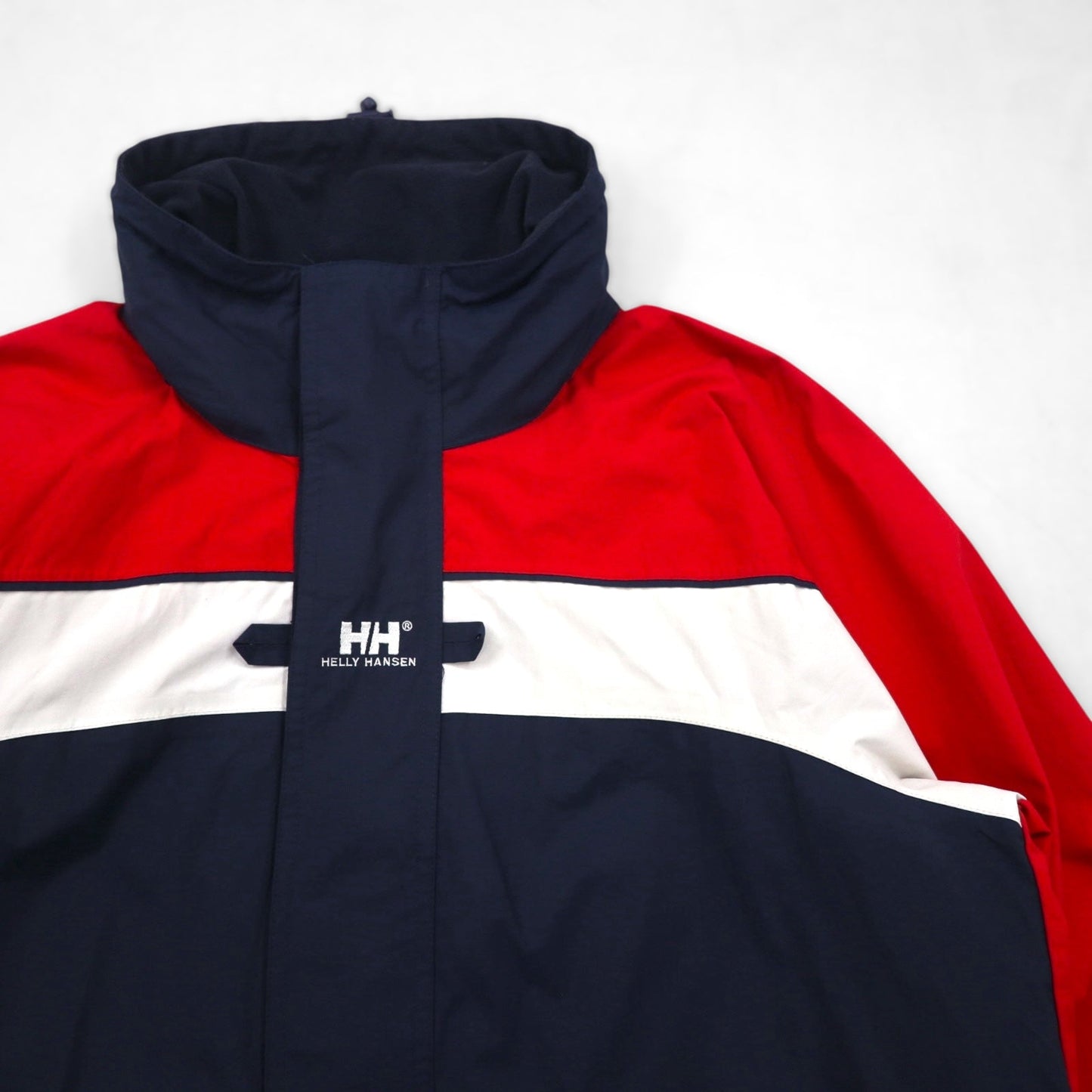 HELLY HANSEN セーリングジャケット ナイロンジャケット M ネイビー 防水 HELLY TECH ドローコード フード収納 25145Y トリコロール
