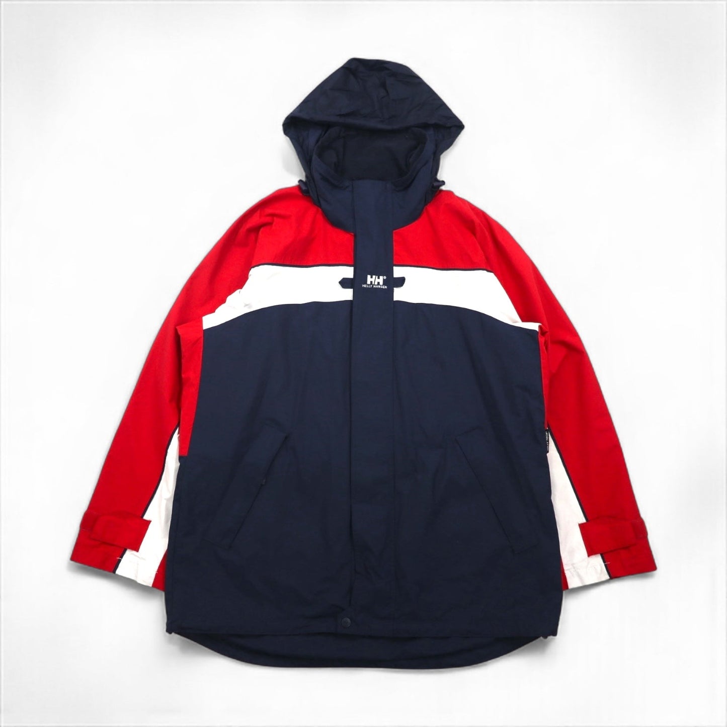 HELLY HANSEN セーリングジャケット ナイロンジャケット M ネイビー 防水 HELLY TECH ドローコード フード収納 25145Y トリコロール