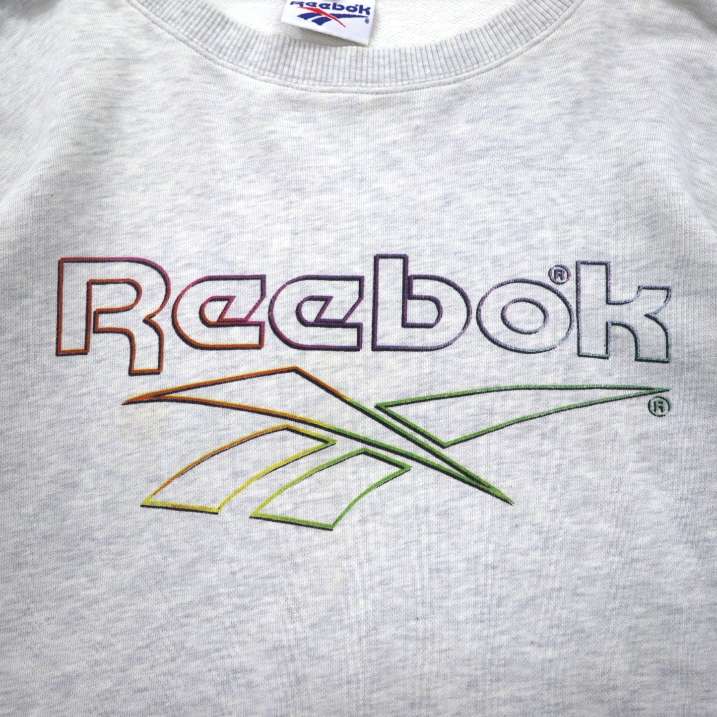Reebok 90s Vector Logo Print Sweatshirt, Gray, Cotton, Size L