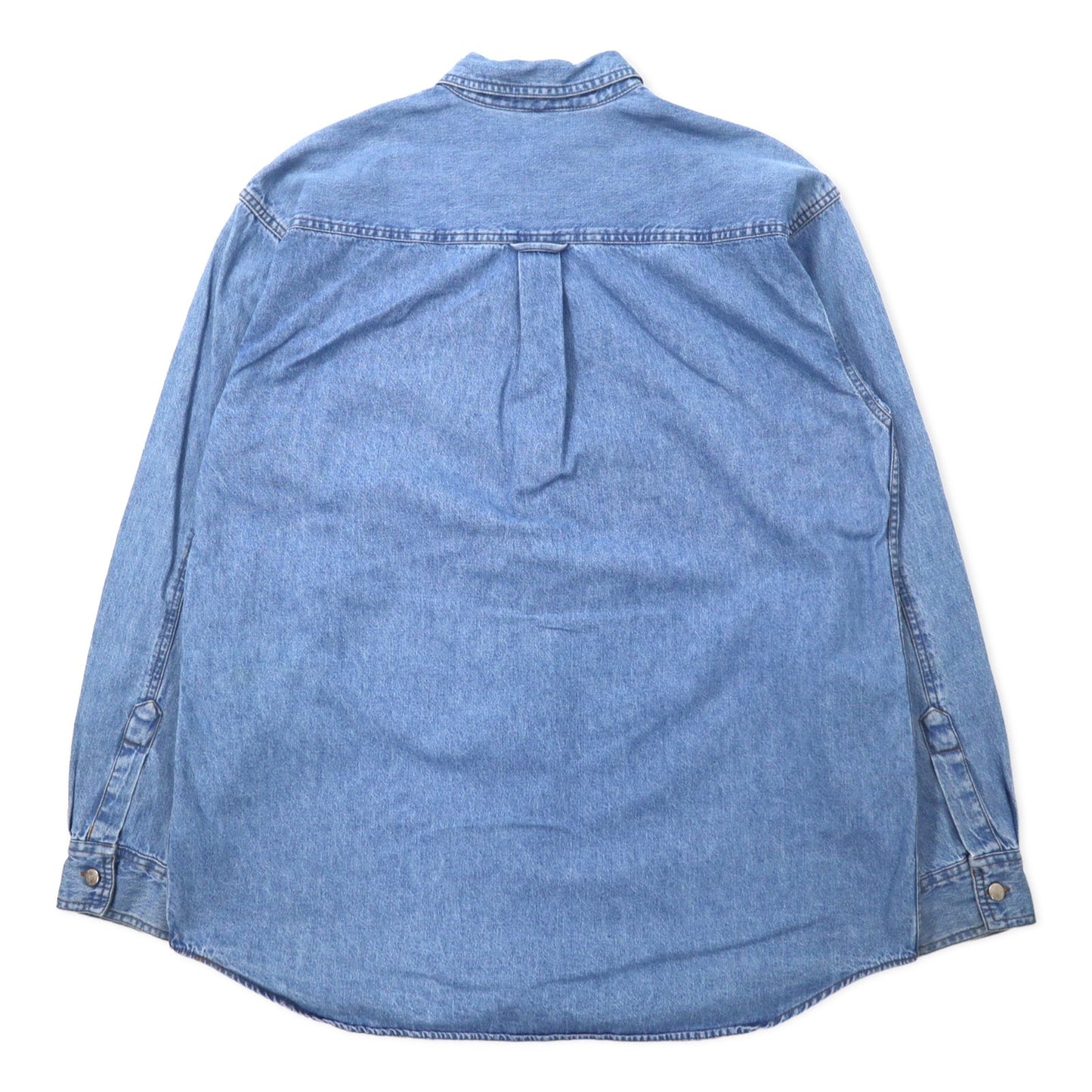 WARNER BROS. 90s Oversized Looney Tunes Denim Shirt with Character Embroidery, Size M, Blue, Cotton, Wile E. Coyote