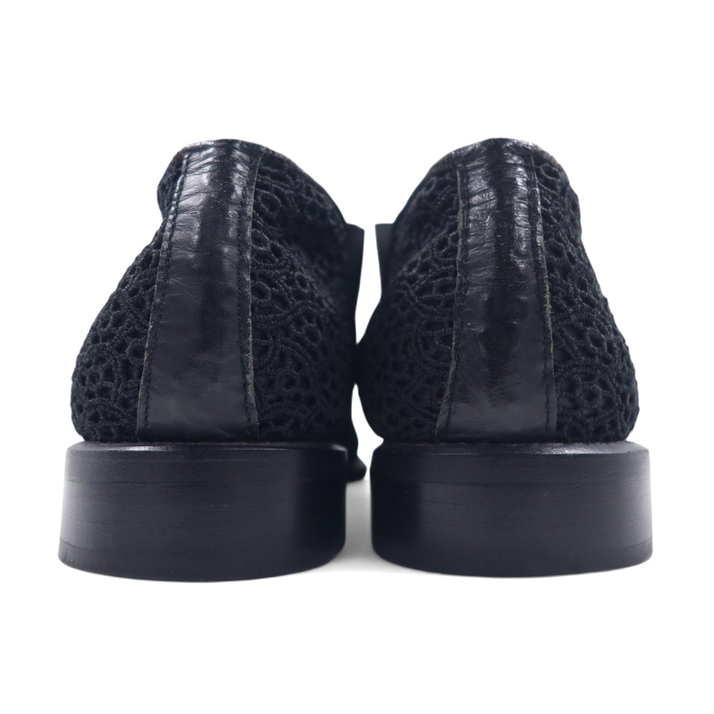 COMME des GARCONS floral lace ankle boots, short boots with side gore, size 23cm, black leather, made in Japan