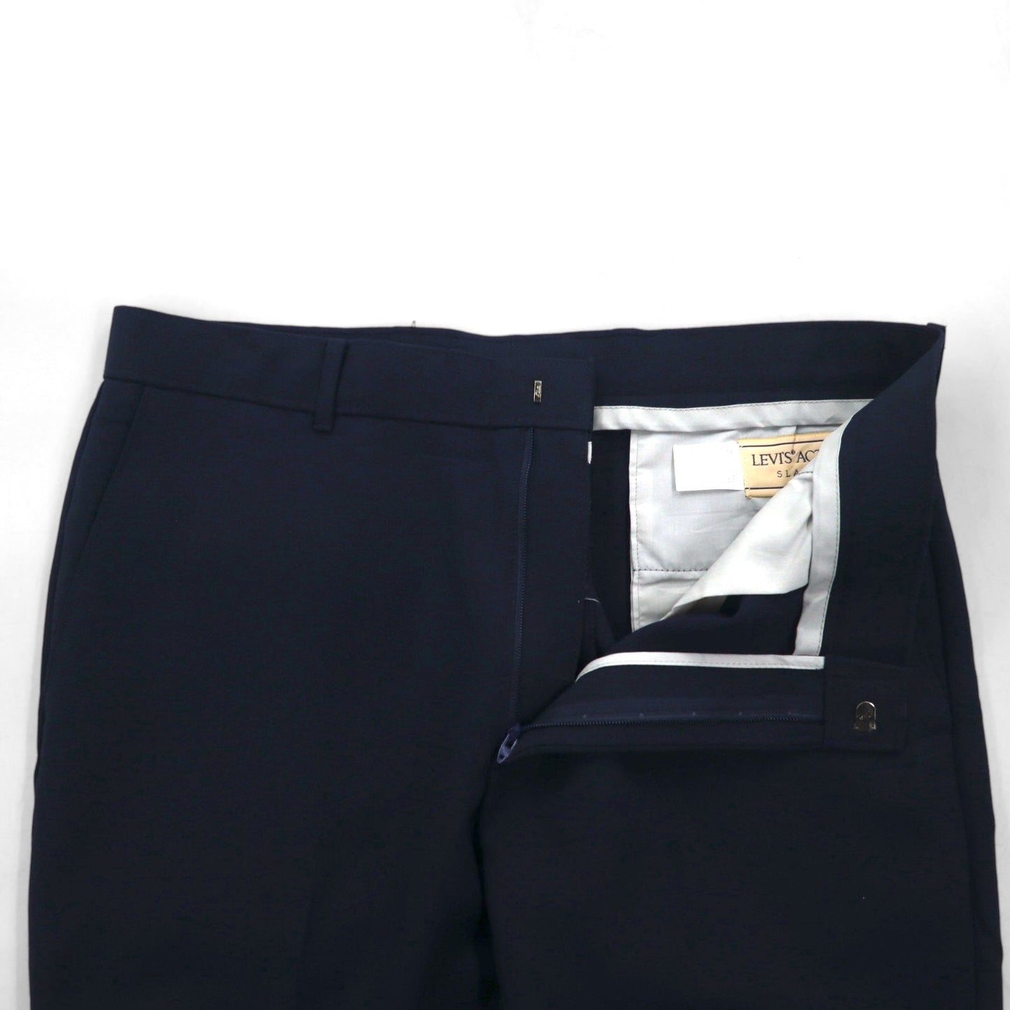 Levi's 1980s USA-Made Action Slacks STA-PREST Pants, Size L, Navy, Polyester, Rocket TALON Zip