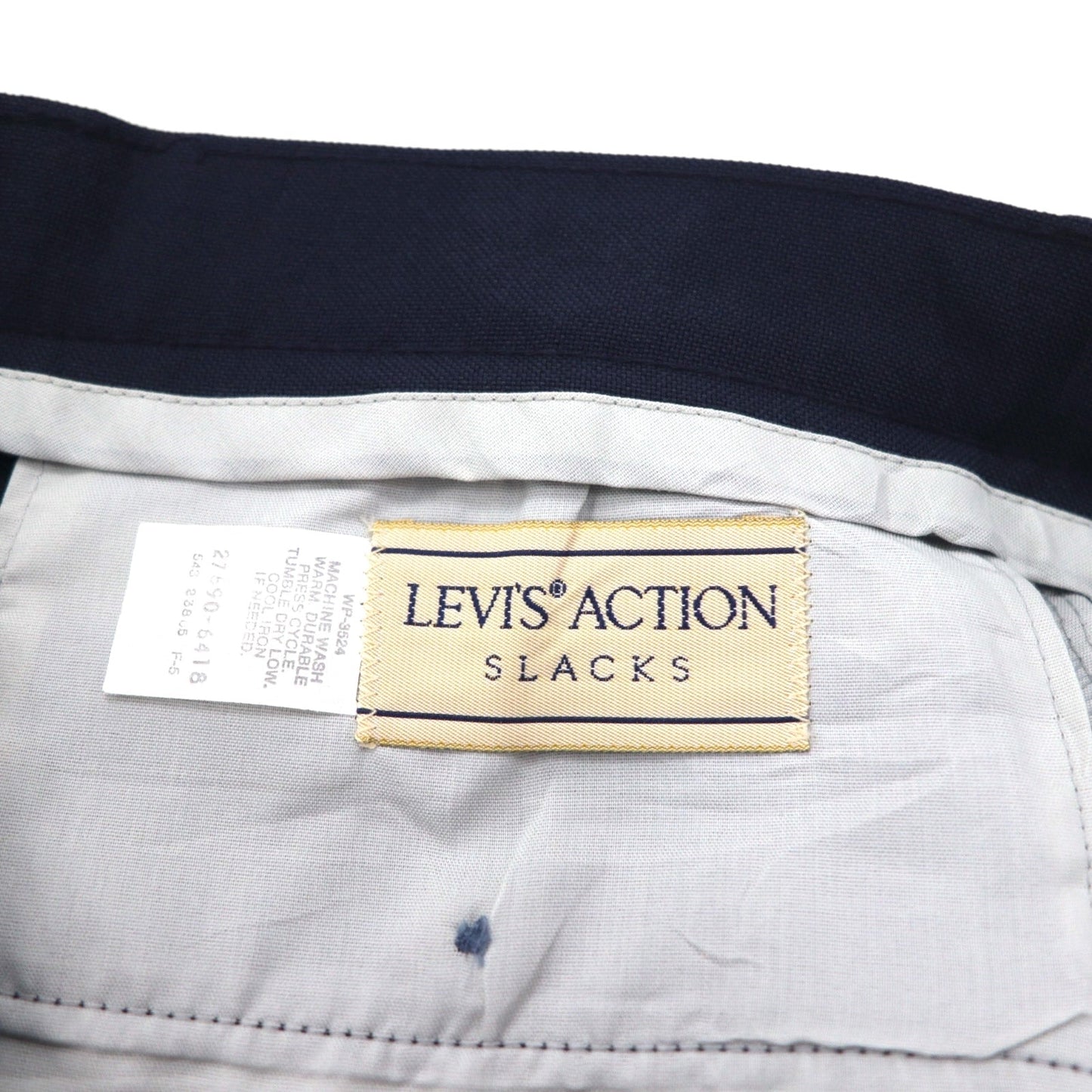Levi's 1980s USA-Made Action Slacks STA-PREST Pants, Size L, Navy, Polyester, Rocket TALON Zip