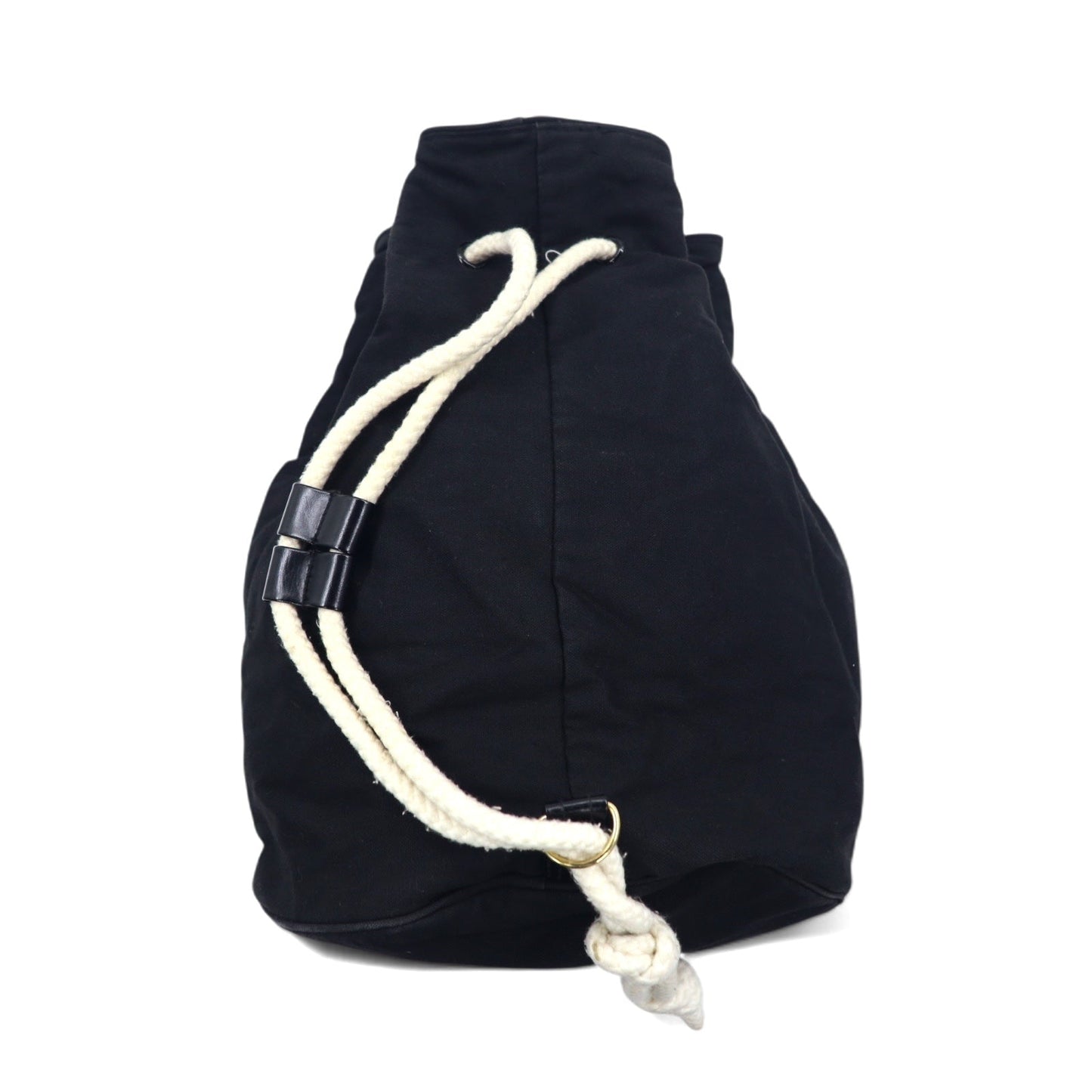 CHANEL Drawstring Pool Bag, One-Shoulder Bag, Black Canvas with Logo Print, Novelty