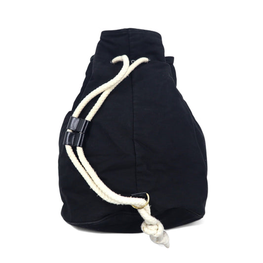 CHANEL 巾着 プールバッグ ワンショルダーバッグ ブラック キャンバス ロゴ プリント ノベルティー