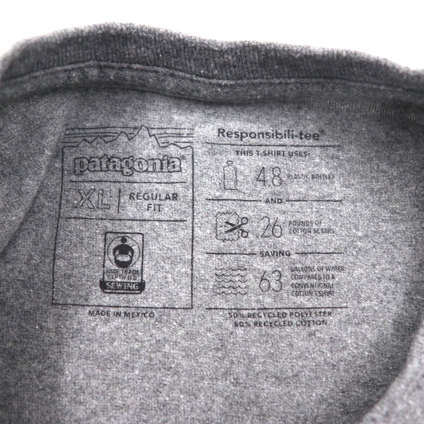 Patagonia P-6 Logo Responsibility T-Shirt, XL, Gray, 39174