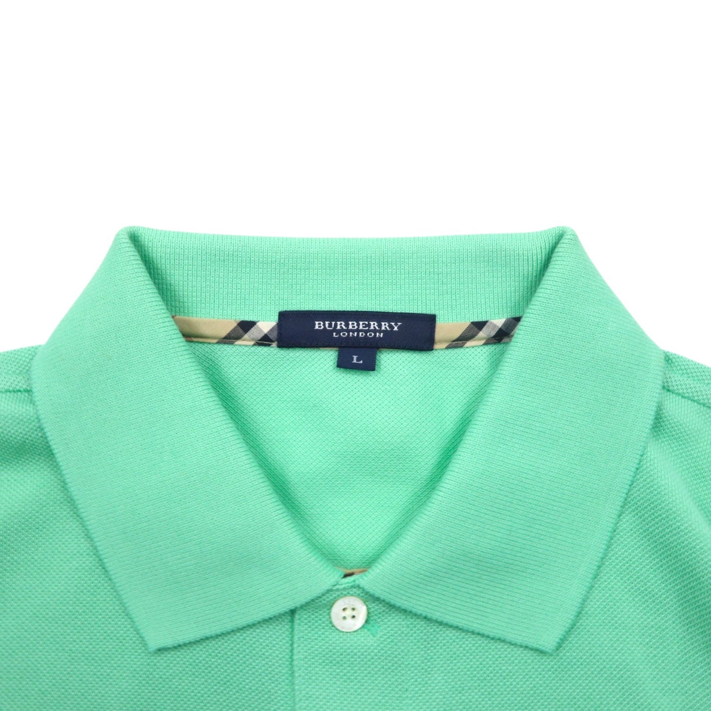 BURBERRY LONDON Pique Polo Shirt, Size L, Green, Cotton, Pocket, Made in Japan, Unused