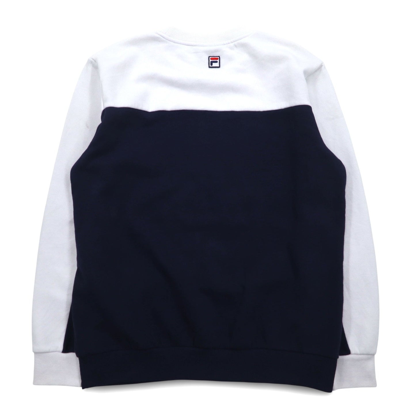 FILA Oversized Logo Print Sweatshirt, Size S, White and Navy, Cotton with Fleece Lining