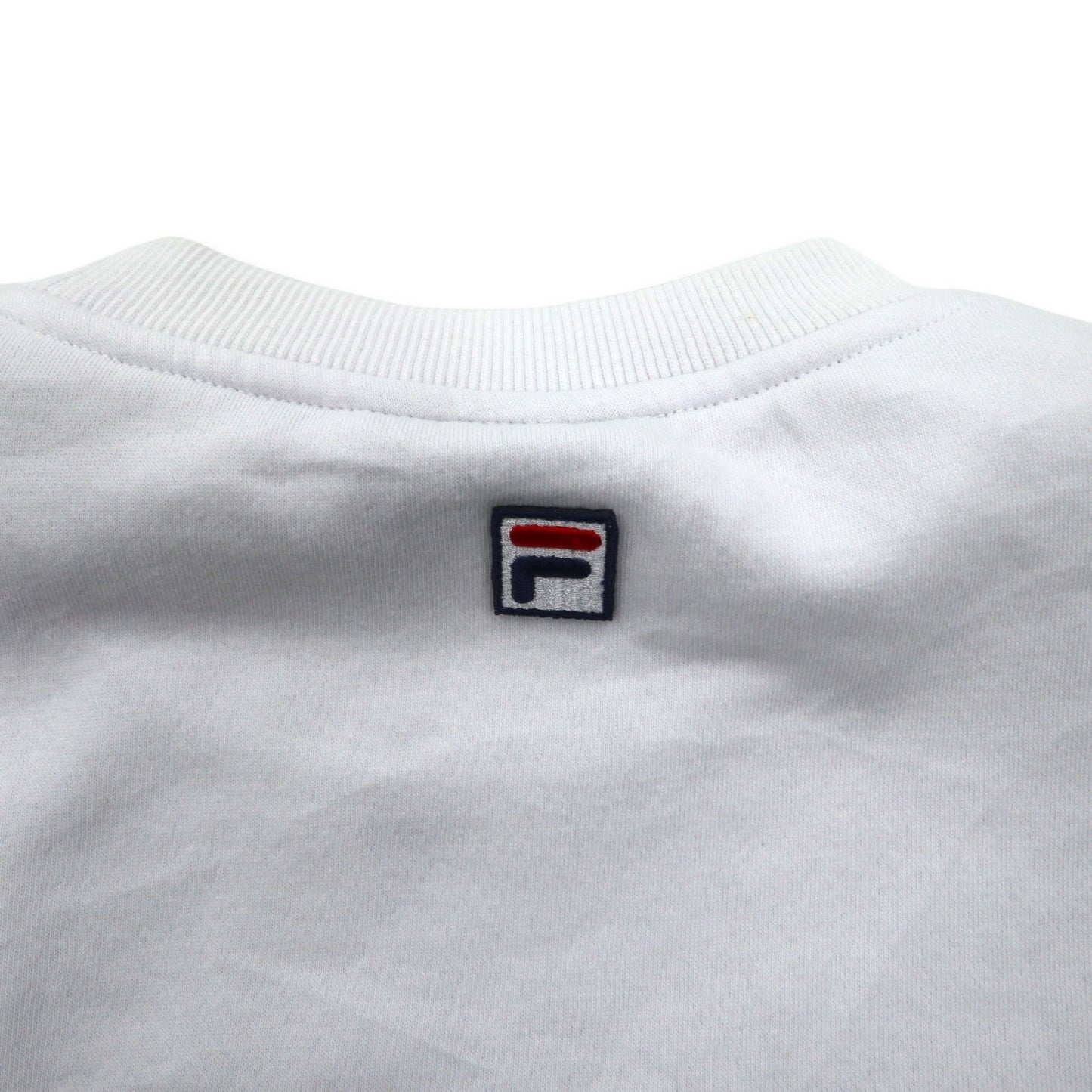 FILA Oversized Logo Print Sweatshirt, Size S, White and Navy, Cotton with Fleece Lining