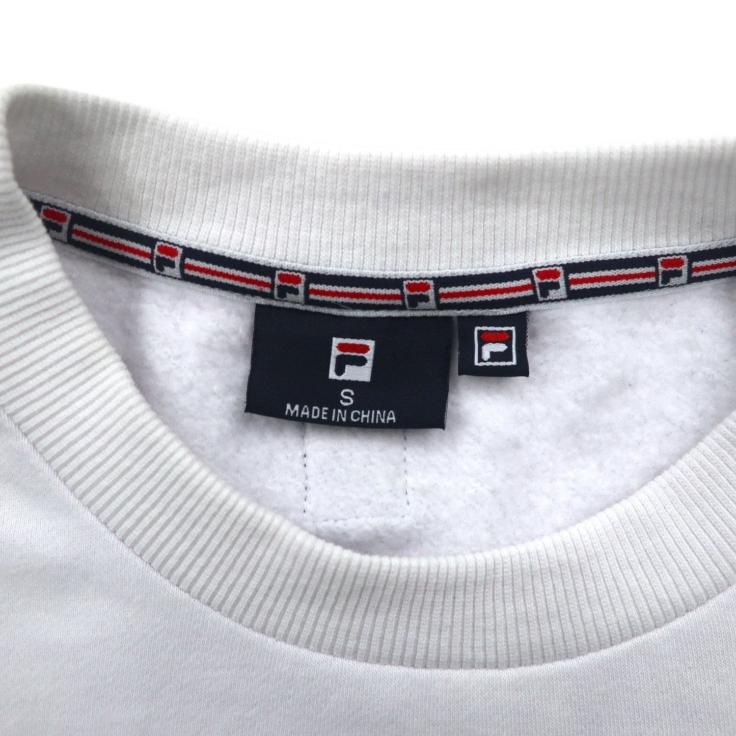 FILA Oversized Logo Print Sweatshirt, Size S, White and Navy, Cotton with Fleece Lining