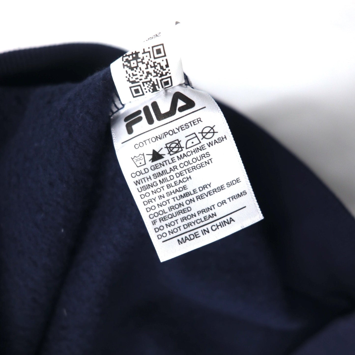 FILA Oversized Logo Print Sweatshirt, Size S, White and Navy, Cotton with Fleece Lining