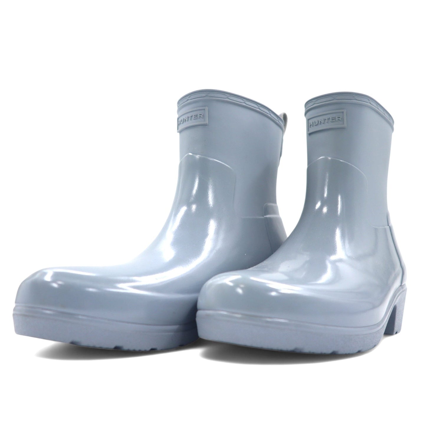 HUNTER Refined Low Heel Biker Gloss Duo REF LOW HEEL BIKER GLOSS DUO Rubber Boots/Rain Boots, Size 25cm, Gray, WFS2037DUO