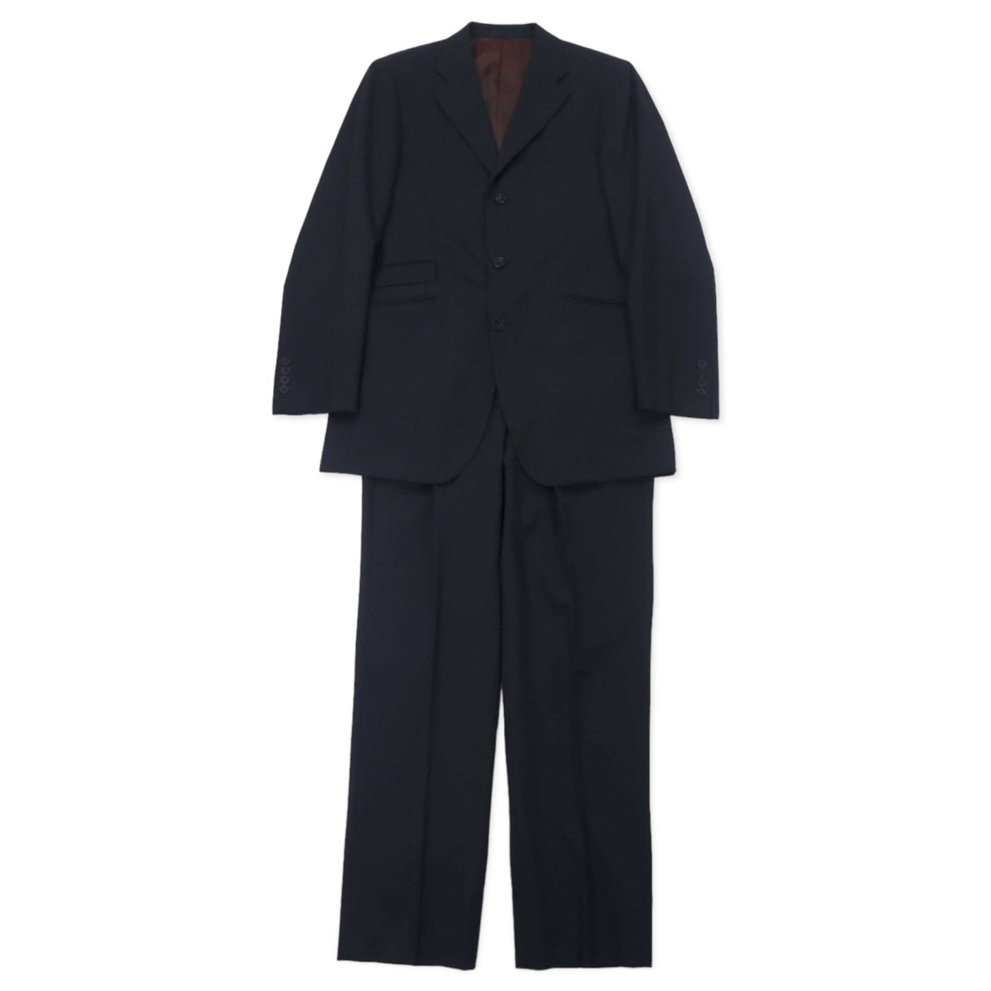 BURBERRY BLACK LABEL 3B Suit, Size 42R, Black Striped Wool, Super 100s, Made in Japan